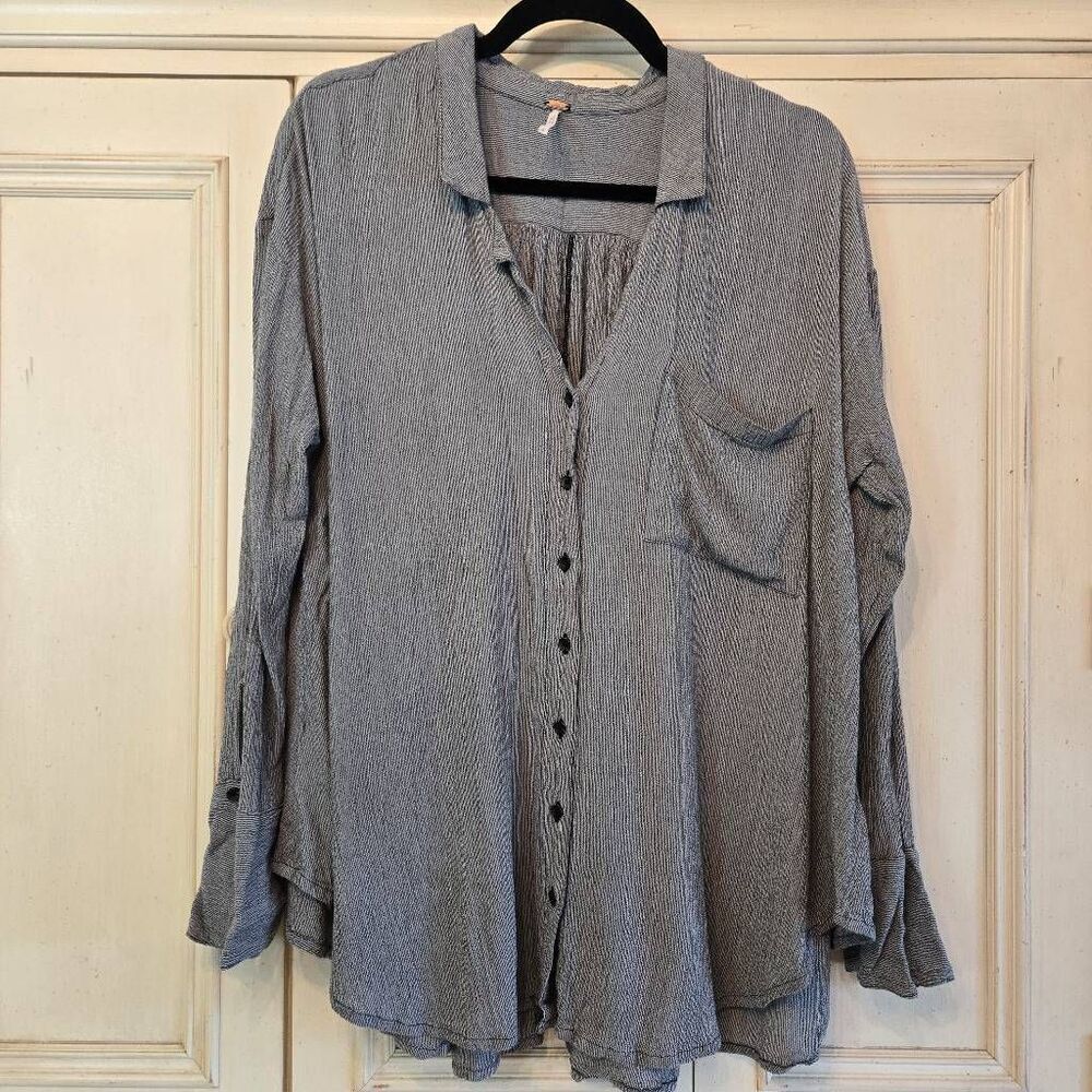 Free People Magic Breeze LS Button Down Top Oversize Small